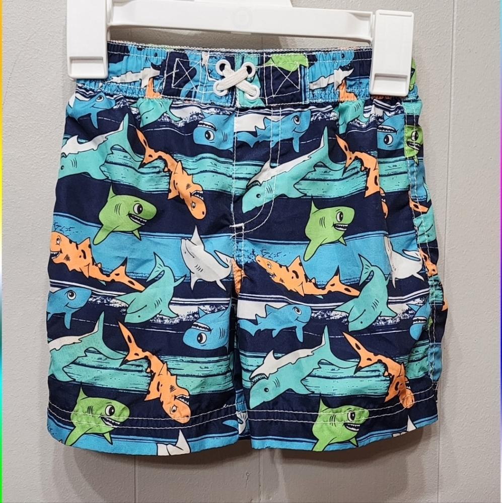 Shark Swim Trunks 24 Months‎  Blue Orange Colorful Fish Beach Colorful C376